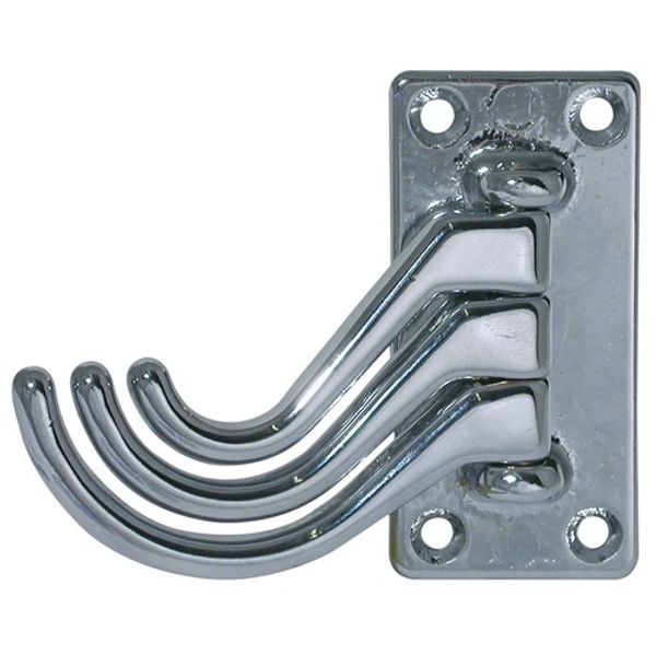 AG Foldaway Coat Hook Treble Chrome 72 x 36mm