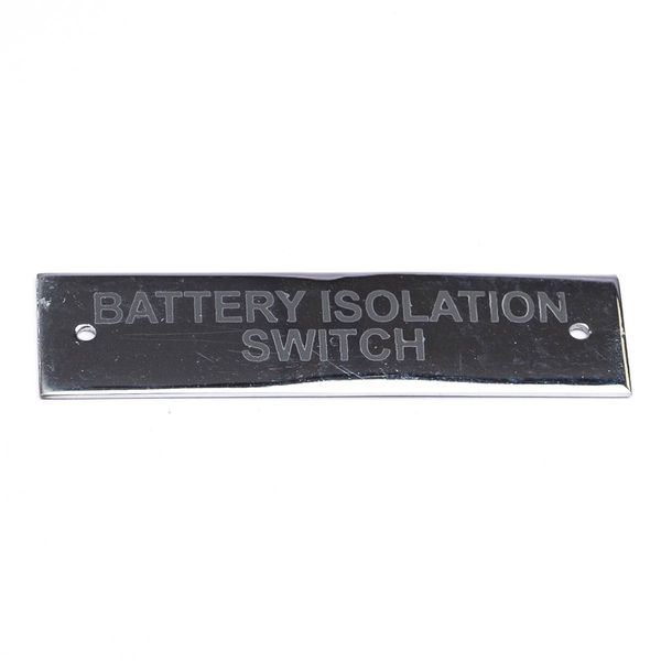 AG SP Battery Isolation Switch Label Chrome 75 x 19mm Packaged