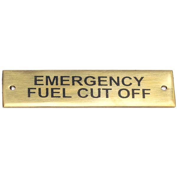 AG SP Emergency Fuel Cut Off Label Brass 75 x 19mm