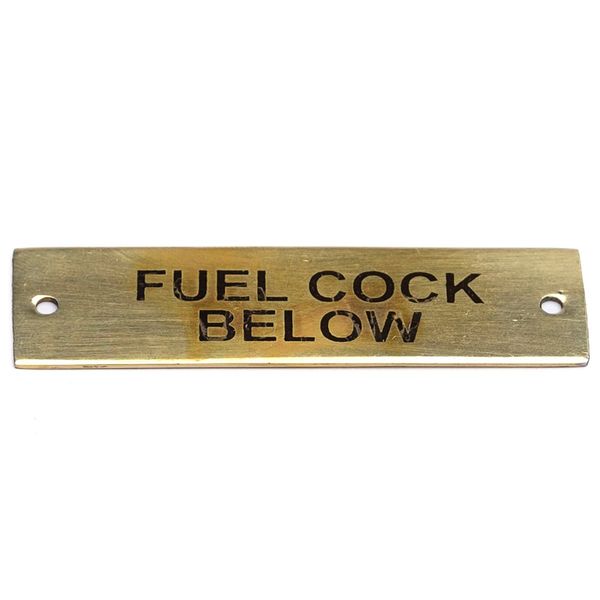 AG SP Fuel Cock Below Label Brass 75 x 19mm