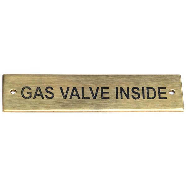 AG SP Gas Valve Inside Label Brass 75 x 19mm