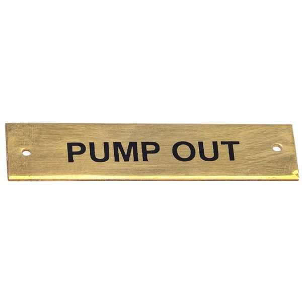 AG SP Pump Out Label Brass 57 x 12mm