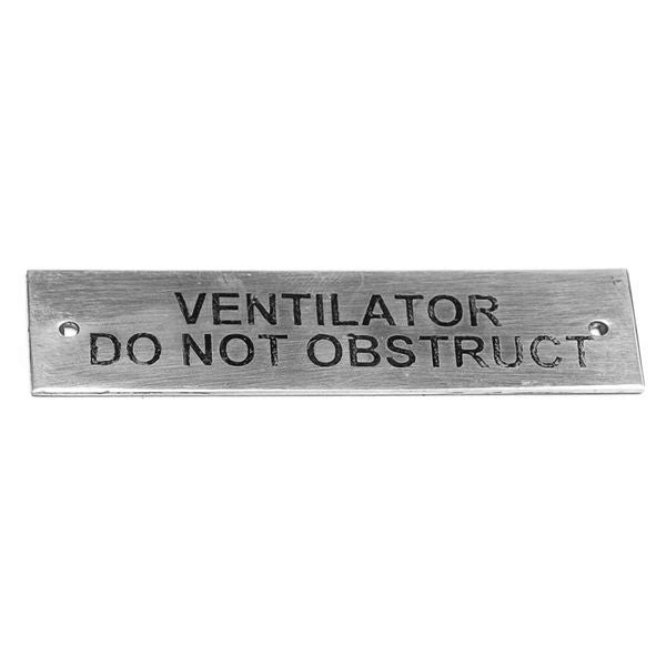 AG SP Ventilator Do Not Obstruct Label Chrome 75 x 19mm