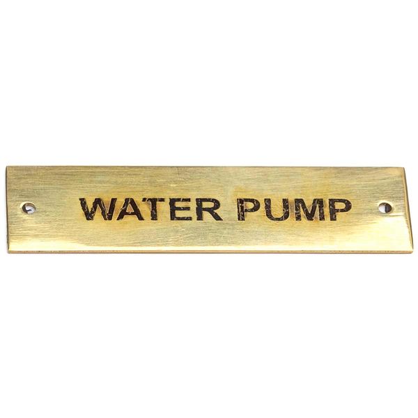 AG SP Water Pump Label Brass 75 x 19mm