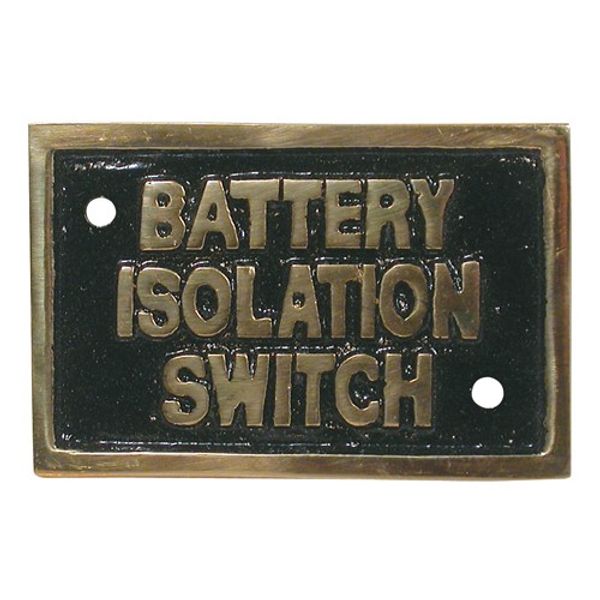 AG Battery Isolation Switch Name Plate Brass