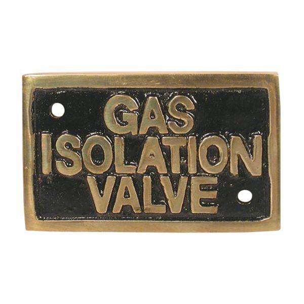 AG Gas Isolation Valve Name Plate Brass