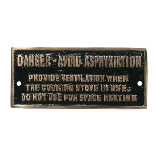 AG Danger Avoid Asphyxiation Name Plate Brass