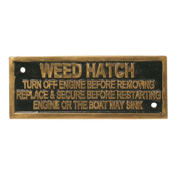 AG Weed Hatch Turn Off Engine Name Plate Brass