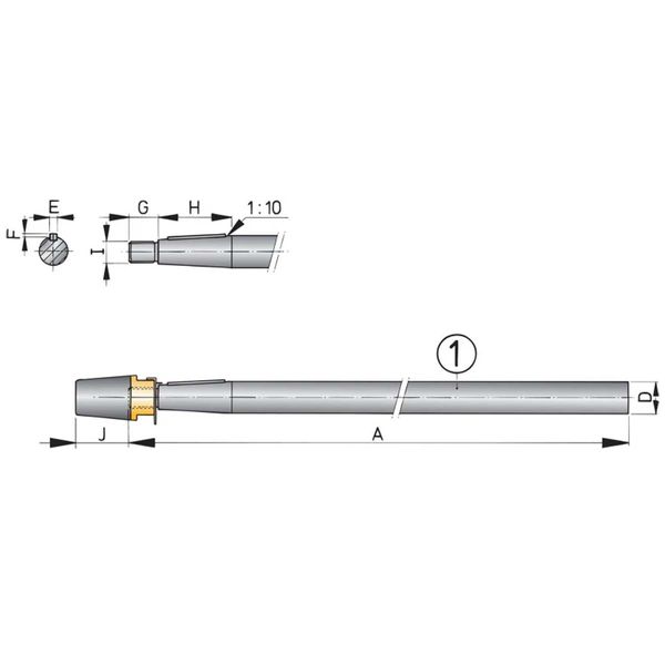 Vetus Propeller Shaft with Nut 35mmID x 1m Stainless Steel