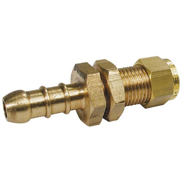 AG Brass Bulkhead Nozzle 3/8" Compression x 3/8" Hose Tail Packaged