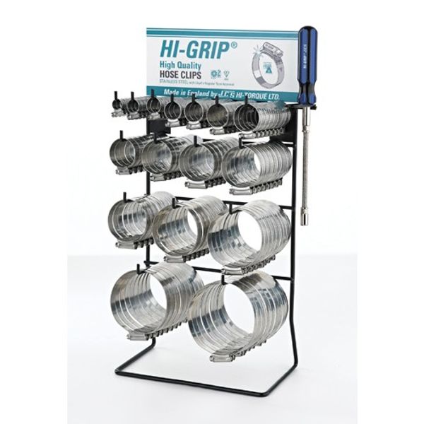 JCS Hi-Grip SS Hose Clip Display Complete (160 Clips)