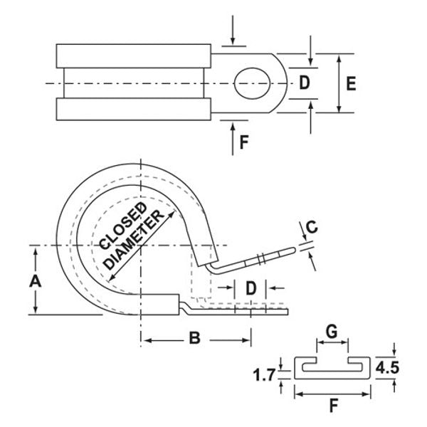 JCS M6 P Clip Stainless Steel 22mm (25)