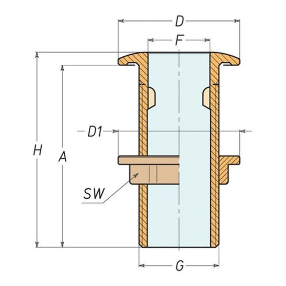 AG Long Skin Fitting Bronze 3/4" BSP