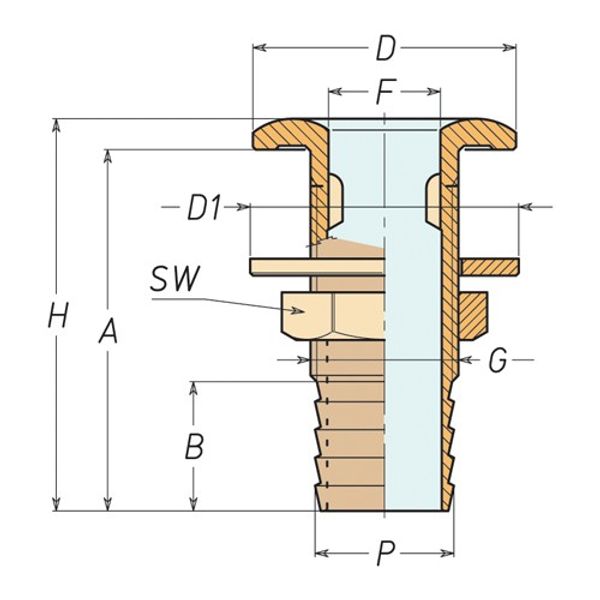 AG Skin Fitting Bronze 2" BSP 51mm Hose