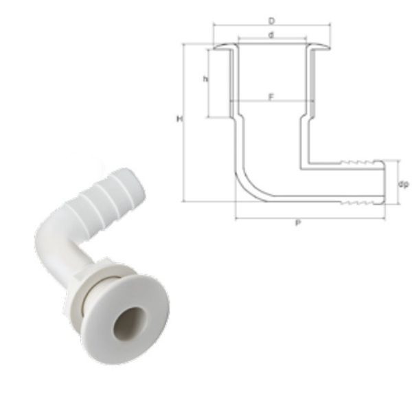 Can Plastic Skin Fitting 90 Degree 1" Hose Packaged