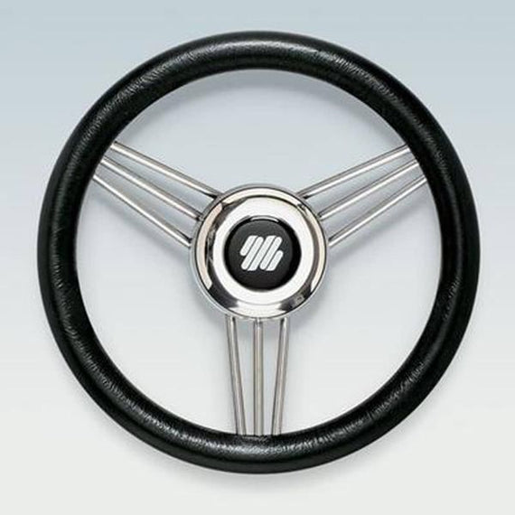 Ultraflex Steering Wheel (350mm / Black Grip / Stainless Steel)