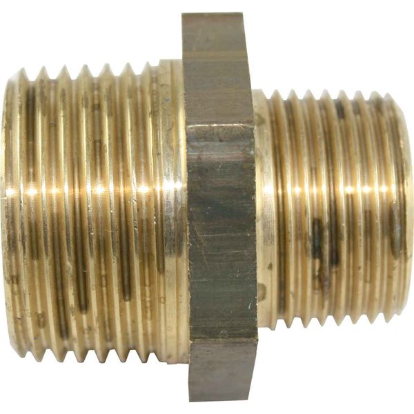 Maestrini Brass Reducing Nipple (1" BSP Male to 3/4" BSP Male / Packaged)