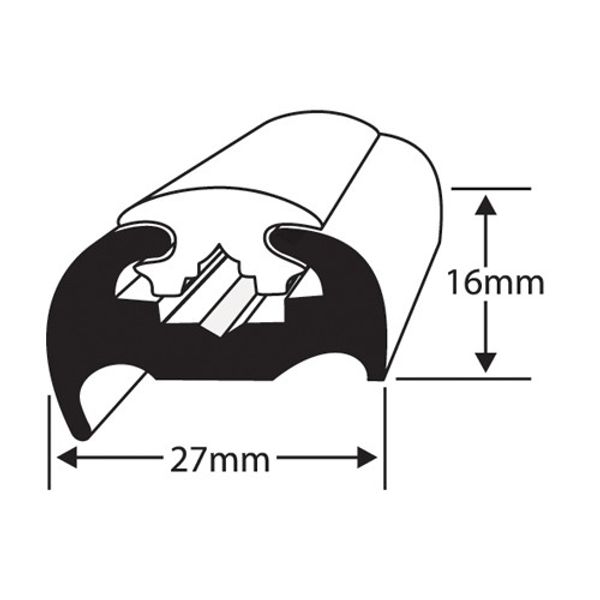 Wilks PVC 180 Fender Lipped D White with Black Insert (27 x16mm x 15m)