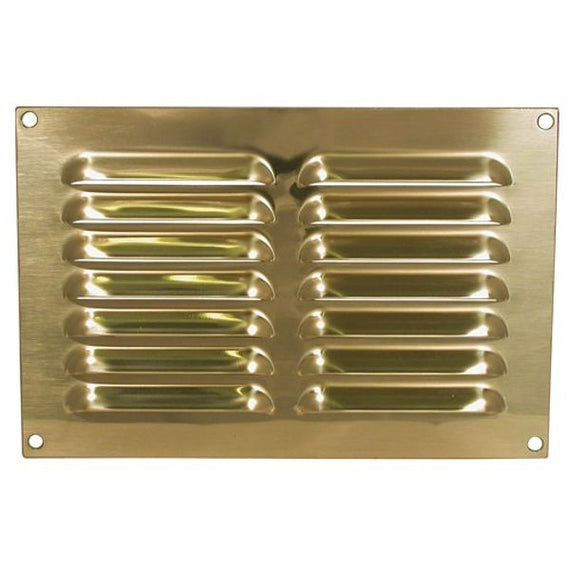 AG Hooded Louvre Vent Brass 9" x 6" Packaged