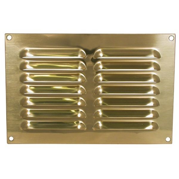 AG Hooded Louvre Vent Brass 9" x 6" Packaged