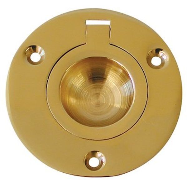 AG Polished & Lacquered Brass Flush Ring 1-1/2" Diameter Packaged