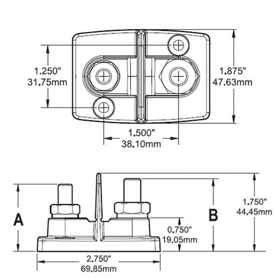 Blue Sea Dual Power Post 1x 5/16" + 1x 3/8" Stud