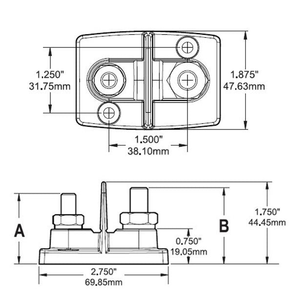 Blue Sea Dual Power Post 2 x 3/8 Stud