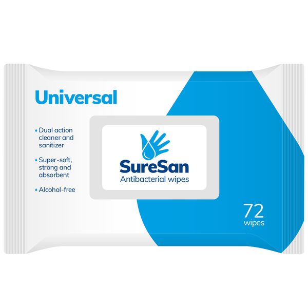 SureSan Universal Antibacterial Wipes Pack of 72