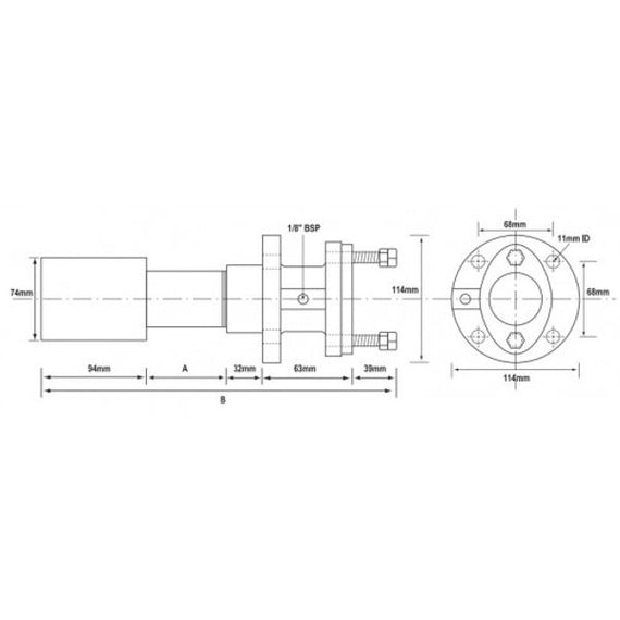 AG 1-1/2" x 7" Weld In Bronze Stern Tube Assembly