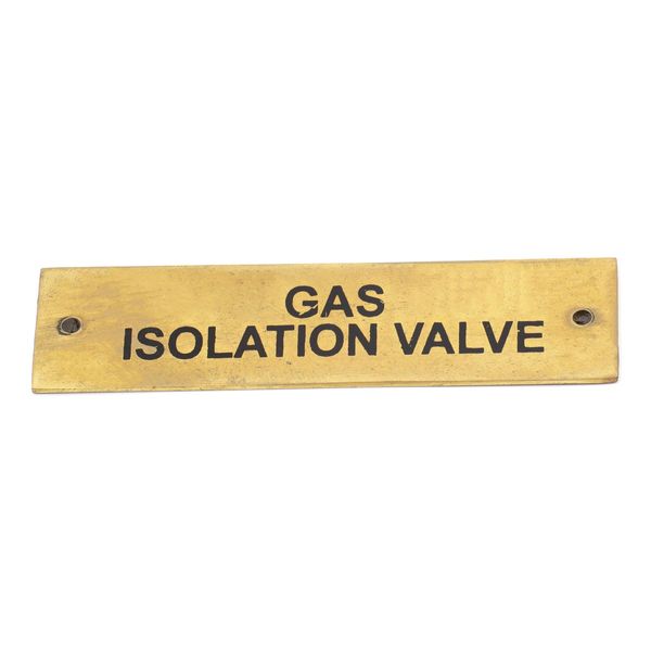 AG SP Gas Isolation Valve Label Brass 75 x 19mm Packaged