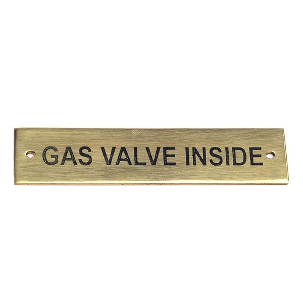 AG SP Gas Valve Inside Label Brass 75 x 19mm Packaged